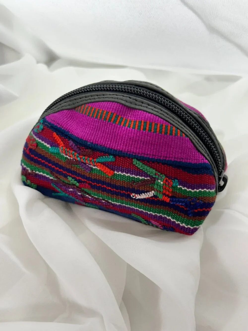 Handcrafted Guatemalan Huipil Coin Purse | Colorful Artisan Zip Pouch
